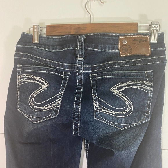 Silver Jeans Tuesday Jeans Flare Sz 27X31 Thick Contrast Stitch Blue Denim Y2K - Picture 4 of 12
